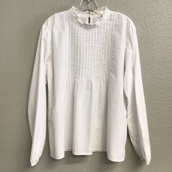 VELVET Graham & Spencer White Pintuck Blouse High Neck Women’s Size XL - Picture 10 of 10